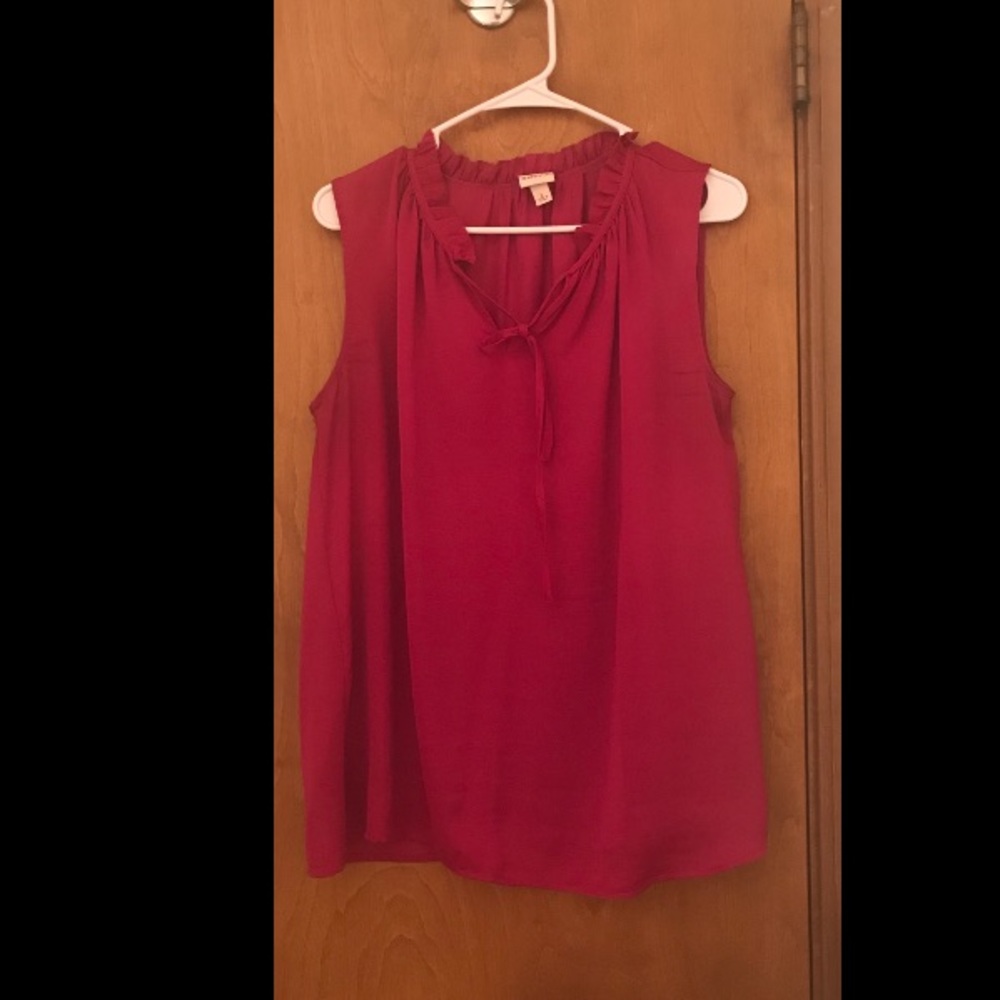 Purple flowy blouse with neck tie